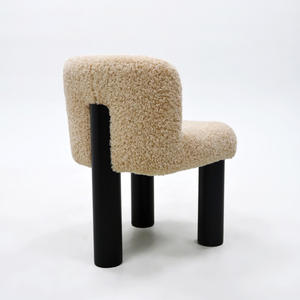 Fauteuil de salon nordique en tissu bouclé, design de luxe léger, chaise de salle à manger, fauteuil simple en laine pour chambre à coucher - Product Image 2