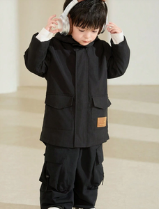 Veste d'hiver à capuche doublée en polaire imprimée ours en peluche pour garçons avec poches zippées |   Manteaux d'hiver pour enfants - Product Image 2