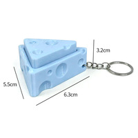 Porte-clés anti-stress en forme de fromage, jouet imprimé en 3D avec bouton mécanique à presser pour la décompression