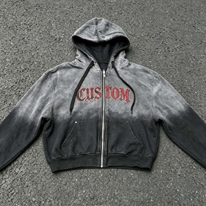 Sudaderas con Capucha Personalizadas de Algodón 100% de Alto Gramaje con Estampado Serigrafiado y Cremallera, Estilo Vintage Desgastado por el Sol para Hombre, Ideales para Otoño - Product Image 5