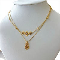 Collier en acier inoxydable avec pendentif fleur cœur marguerite pour femme, doré, double chaîne superposée, ras-du-cou, bijou minimaliste, cadeau