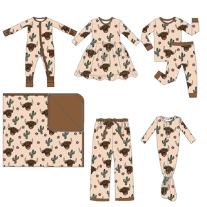 Mùa Thu Tùy Chỉnh Mẹ Và Tôi Tre Phù Hợp Với Quần Áo Phương Tây Chủ Đề Phụ Nữ Trẻ Em Tre Đồ Ngủ Ngủ Cao Nguyên Bò Tre Bé Zippy - Product Image 1