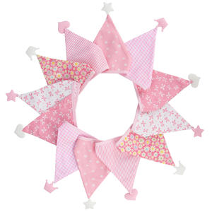 DAMAI nouveau Triangle banderoles bannière 12 pièces coton <span class=keywords><strong>tissu</strong></span> drapeaux <span class=keywords><strong>fanion</strong></span> guirlandes pour fête d'anniversaire mariage bébé douche thé fête - Product Image 6