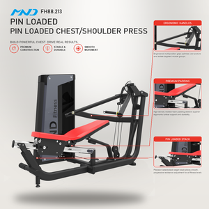 Machine professionnelle de musculation MND Fitness pour presse pectorale et presse épaules, équipement de gym pour usage commercial et bien-être - Product Image 1