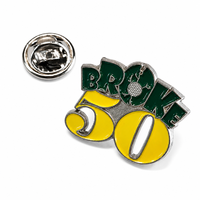 Vente en gros de pin's de revers personnalisés avec logo d'entreprise, en métal plaqué argent, cadeau promotionnel, pour événement majeur 50e anniversaire