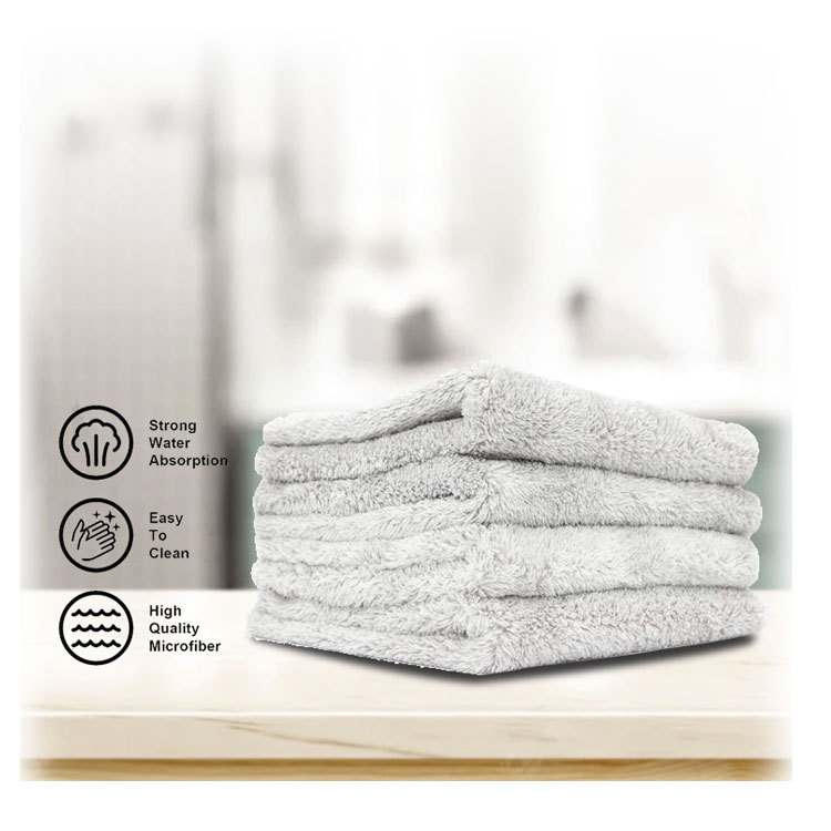 SPIFIT 350gsm тонкое белое плюшевое полотенце из микрофибры 4-pack 16x16 дюймов. Полотенце из микрофибры без краев