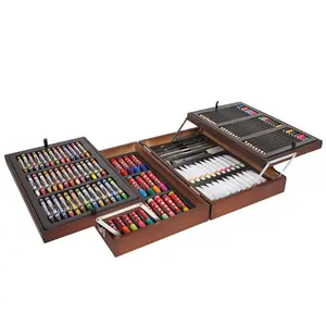 Customizable124 Pièce-Boîte En Bois Art Ensembles et Dessin Ensemble Peinture À L'huile Ensemble SF-200T