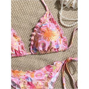 FOXA Ensemble bikini 2 pièces pour femme, maillot de bain bohème à volants, imprimé numérique extensible - Product Image 3