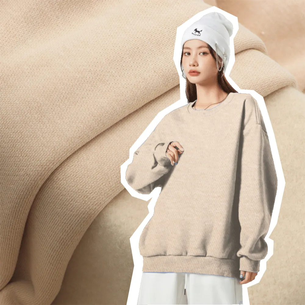 OEM Factory Knit Hoodie Fabric 68.1%Cotton 31.9%Polyester CVC Recycled French Terry Fabric For Sweatshirt Sweater