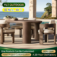Table et chaises de jardin modernes pour hôtels meubles d'extérieur pour villas ensemble de chaises de jardin imperméables en aluminium meubles de patio pastoral