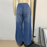 Pantalon en jean taille mi-haute Street avec cordon de serrage pour femme