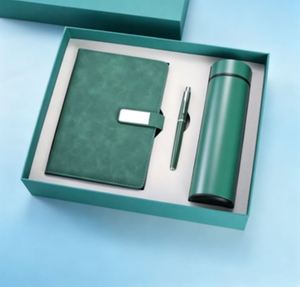 New Promotional Blue PU Leather <b>Notebook</b> and Pen Gift Set Custom <b>A5</b> Diary Thermos Cup Note Book Gift Set With Water Bottle - Product Image 3