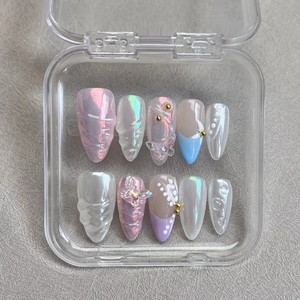 <span class=keywords><strong>Faux</strong></span> <span class=keywords><strong>ongles</strong></span> <span class=keywords><strong>fantaisie</strong></span> faits main, personnalisables, style jeune et tendance, qualité salon, petits <span class=keywords><strong>ongles</strong></span> à presser, motif sirène - Product Image 1