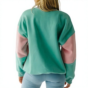 Pastel Tri Color <b>Block</b> Crewneck Sweatshirt Womens Multi Colorful Chenille Embroidery Pullover Fleece Hoodies Heavyweight Sweater - Product Image 2