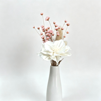 Fleur de Dahlia en Bois de Sola de 6 cm, Naturelle et Faite à la Main, Décoration Séchée pour la Maison, Idéale pour les Cérémonies de Remise des Diplômes, Halloween, Mariages, Anniversaires, Noël