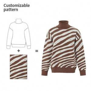 Pull-over tricoté pour femme à col roulé, motif jacquard personnalisable, broderie, tricot, hiver, décontracté, col haut - Product Image 1