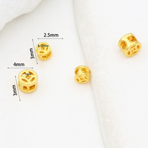 Perles intercalaires en cuivre ajourées couleur or véritable 18 carats, perles lâches, pour bracelets et colliers DIY faits à la main - Product Image 3