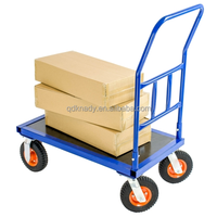 Carretilla de Plataforma con Cuatro Ruedas Neumáticas de 8 Pulgadas, de Acero y Goma, OEM, Capacidad de Carga de 300 kg, Certificación CE, Herramientas para Almacenes y Compras