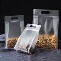 Sacs d'emballage en film transparent givré, scellables à l'eau bouillante, pour aliments, bonbons, noix, bijoux, cadeaux, avec soufflet latéral et fermeture éclair