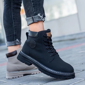 Nuevas botas cortas de suela gruesa para motocicleta, duraderas y versátiles, botas amarillas de cuero genuino para mujeres y hombres - Product Image 2