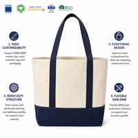 Sac en toile épaisse personnalisé, grande capacité, écologique, réutilisable, sac de shopping en toile de coton bicolore avec poignée