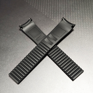 Bracelet de montre en caoutchouc de luxe pour Philippe 5164A 5167A 5167R avec fonction respirante, extrémité incurvée de 21 mm, fermoir déployant noir - Product Image 2