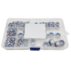 Tuercas hexagonales autoblocantes de acero inoxidable 304 M3-M12 con inserto de nailon azul, 170 piezas en caja, métricas, Grado A - Product Image 2