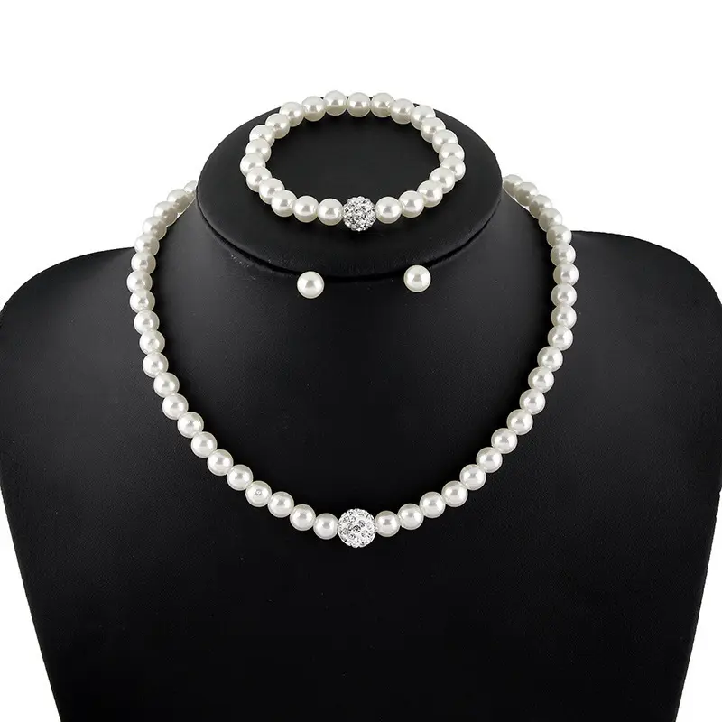 European and American pearl fashion jewelry necklace matching niche new pearl stud necklace three sets of temperament
