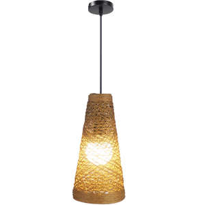 Bamboo Weave Chandelier Lamp Handmade Rattan Woven Bamboo Pendant Lights for Dining <b>Table</b> - Product Image 6