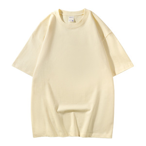 T-shirt pour homme en coton 100% de 300 g/m², col rond, épaules tombantes, couleur unie, décontracté, manches courtes, logo personnalisé ODM - Product Image 4