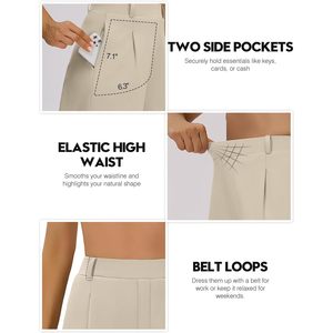 FOXA Pantalones cortos plisados ​​de cintura alta para mujer con bolsillos, transpirables, para verano, trabajo, ocio, 3.5 pulgadas, informales y elegantes - Product Image 4