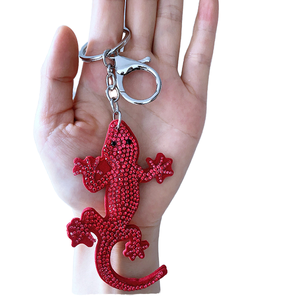 Creative Personalized 3D Crystal Carabiner Keychain with Red Lizard Design-Portable Bag Accessory Pendant