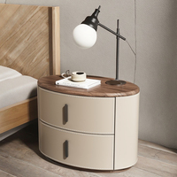 2025 moderne Simple selle en cuir Table de chevet conception de Grain de bois respectueux de l'environnement Durable chambre stockage tables de chevet