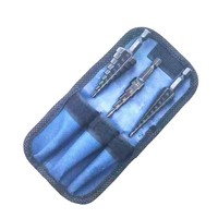 Lot de 3 forets étagés à queue hexagonale, à cannelures droites, nitridés noirs, pour acier de roulement, avec sac en tissu bleu, pour perçage du métal