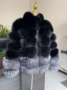 Manteau d'hiver pour femme en fourrure de <span class=keywords><strong>renard</strong></span> naturelle et de <span class=keywords><strong>renard</strong></span> <span class=keywords><strong>argenté</strong></span>, style col montant, fabriqué par mélange de fourrures - Product Image 6