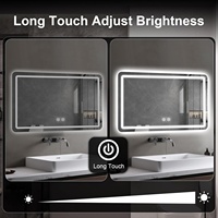 Miroir de salle de bain LED intelligent moderne 36x24 pouces, anti-buée, à intensité variable en continu, avec cadre en verre, rétroéclairage rectangulaire, fixation murale