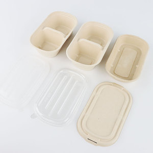 Bagasse Fiber 100% kotak makan siang Biodegradable wadah kertas Bento Clamshell dengan divisi mengambil cepat kemasan makanan kotak kertas