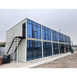 Casa de contenedores de paquete plano 2 en 1 horizontal prefabricada portátil, unidad de vivienda estándar de diseño de fábrica para uso en centros comerciales o hoteles - Product Image 4