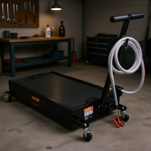 Bandeja de drenaje de aceite Vevor de 20 galones con bomba eléctrica, manguera de 8.2 pies y carrito rodante para camiones y autobuses - Product Image 2