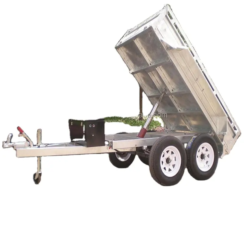 Skip Bin Dumping Trailer untuk Sampah, Traktor Box Tipping Trailer
