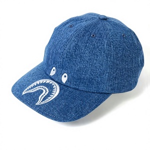 Blue Denim Baseball Cap with 3D Embroidery Leopard Shark Fitted 6-Panel Unisex Casual <b>Hat</b> Spring Summer - Product Image 1
