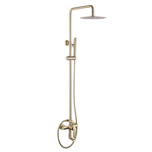 HONGDEC High Quality Modern Stainless Steel Hot/Cold Water Mixer <b>Shower</b> <b>System</b> Brushed Gold <b>Shower</b> Head Set Wall-Mounted Exposed - Product Image 4
