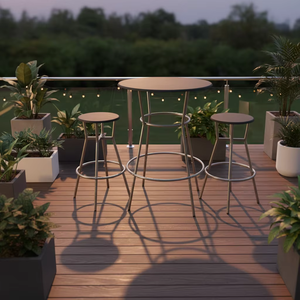 Juego de <span class=keywords><strong>Comedor</strong></span> de Madera de Estilo Rústico Plegable y Moderno de <span class=keywords><strong>4</strong></span> Plazas con Tapa Redonda, Muebles para el Hogar para Uso en Hoteles - Product Image 3