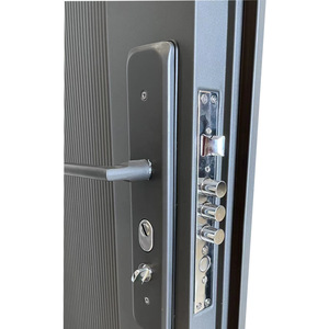 Portes d'entrée plates personnalisables directes d'usine Portes de sécurité antivol domestiques en aluminium Surface intérieure finie Feu - Product Image 4