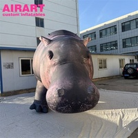 Hippopotame Gonflable Géant Réaliste, Modèle d'Hippopotame Gonflable pour la Publicité et la Décoration avec Impression par Sublimation Intégrale