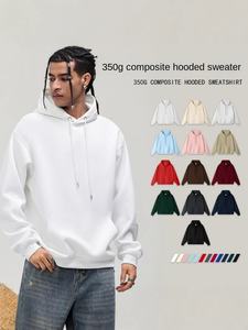 Nouveauté hiver, gilets en tricot à capuche 100% coton, anti-boulochage, coupe ample, impression numérique solide, poids lourd 350 g, vente en gros pour hommes - Product Image 3