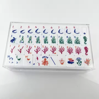 Jeu de tuiles de mahjong en acrylique blanc moderne de luxe à motif personnalisé, 160 pièces, qualité professionnelle de casino, épaisseur 5 mm, 4 joueurs