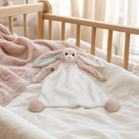 Doudou Lapin en Tissu 25x25cm Rose Polyester Couverture de Sécurité Bébé Tout-Petit Unisexe Cadeau Personnalisé OEM ODM Vente en Gros