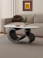 Table basse en dalle de pierre de luxe léger pour salon, usage domestique, sensation haut de gamme, moderne et simple, table d'appoint de canapé combinée avec roulettes, durable