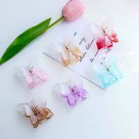 Pinces à cheveux transparentes dégradées en plastique double couche de 7 cm, à forte tenue, légères, pour femmes, pour coiffure, en carton